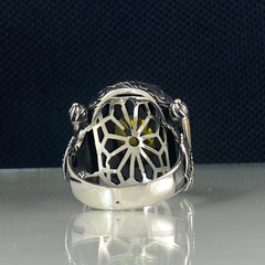 Oval Yellow Citrine Stone 925 Sterling Silver Men Handmade Ring