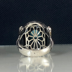 Blue Color Aquamarine Stone 925 Solid Silver Men Handmade Ring