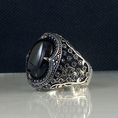 Black Stone Onyx 925 Sterling Silver Men Handmade Ring