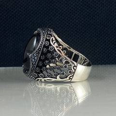 Black Stone Onyx 925 Sterling Silver Men Handmade Ring