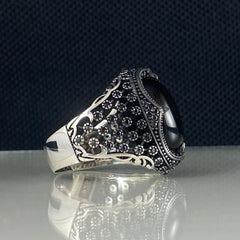 Black Stone Onyx 925 Sterling Silver Men Handmade Ring