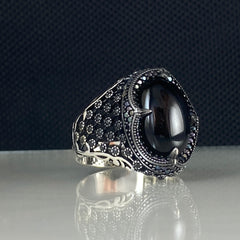 Black Stone Onyx 925 Sterling Silver Men Handmade Ring