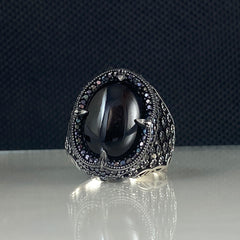 Black Stone Onyx 925 Sterling Silver Men Handmade Ring