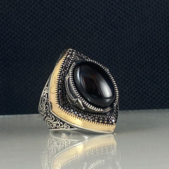 Black Onyx Gemstone 925 Sterling Silver Men Ring