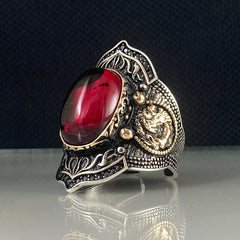 Agate Gemstone 925 Sterling Silver Men Ring