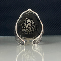 Agate Gemstone 925 Sterling Silver Men Ring