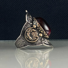 Agate Gemstone 925 Sterling Silver Men Ring