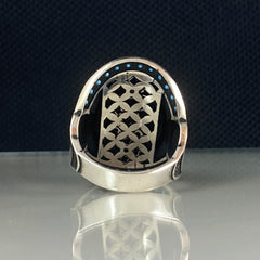 Oval Turquoise Blue Stone 925 Solid Silver Men Handmade Ring