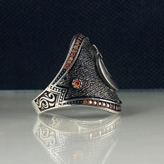 Turkish Flag 925 Sterling Silver Men Handmade Ring