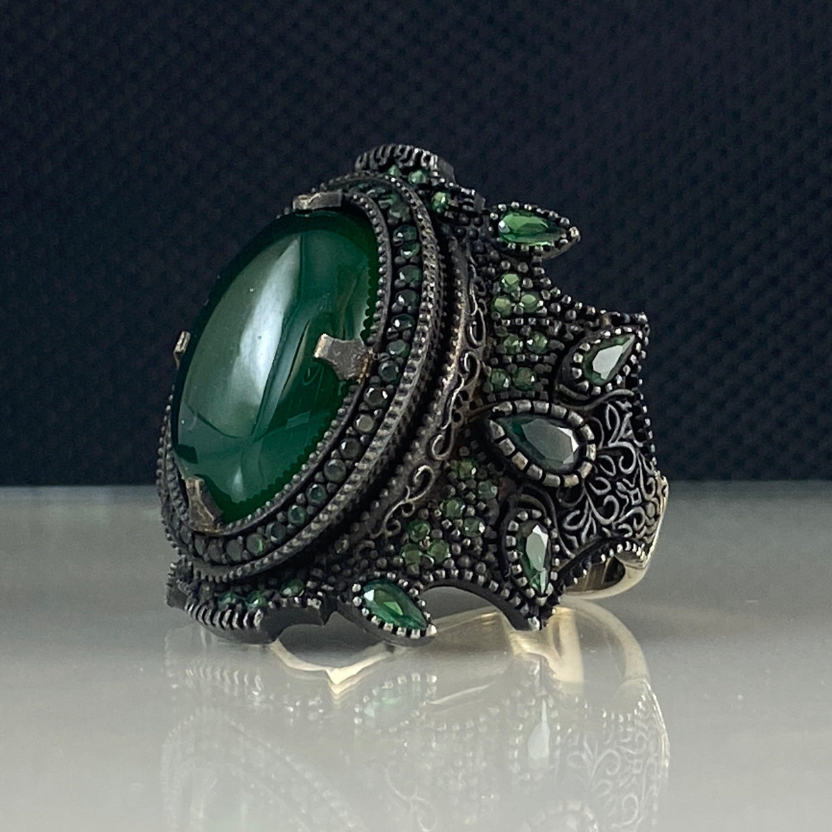 Green Agate Gemstone 925 Solid Silver Handmade Ring