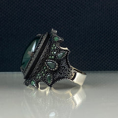 Green Agate Gemstone 925 Solid Silver Handmade Ring