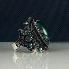 Green Agate Gemstone 925 Solid Silver Handmade Ring