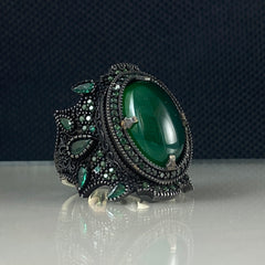 Green Agate Gemstone 925 Solid Silver Handmade Ring