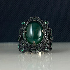 Green Agate Gemstone 925 Solid Silver Handmade Ring