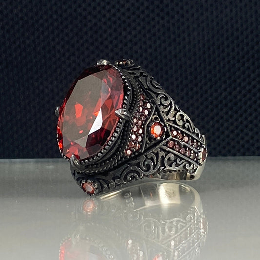 Red Ruby Gemstone 925 Solid Silver Handmade Ring