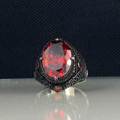 Red Ruby Gemstone 925 Solid Silver Handmade Ring