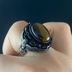 Tiger Eye Stone 925 Sterling Silver Men Handmade Ring