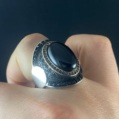 Onyx Gemstone 925 Sterling Silver Men Handmade Ring