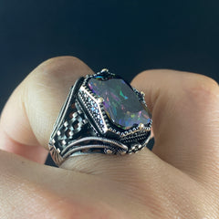 Mystic Topaz 925 Sterling Silver Men Handmade Ring