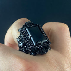 Black Onyx Gemstone 925 Solid Silver Men Handmade Ring