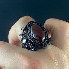 Red Agate Gemstone 925 Solid Silver Men Ring