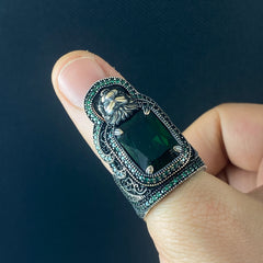 Lion Black Onyx Archer Thumb 925 Sterling Silver Ring