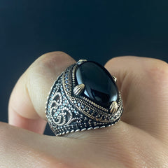 Onyx Gemstone 925 Sterling Silver Men Handmade Ring