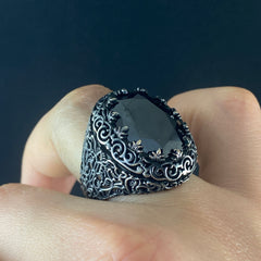 Classic Onyx Gemstone 925 Solid Silver Men Handmade Ring