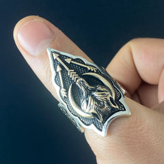 Lion Archer Thumb 925 Solid Silver Men Ring