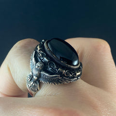 Black Onyx Stone 925 Solid Silver Handmade Ring