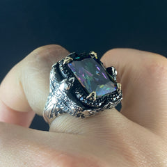 Mystic Topaz Gemstone 925 Solid Silver Men Handmade Ring