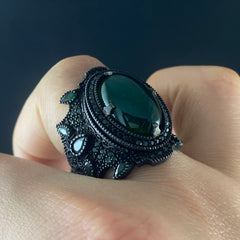 Green Agate Gemstone 925 Solid Silver Handmade Ring