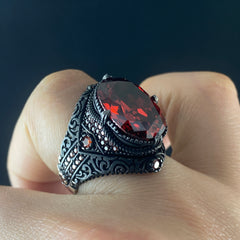 Red Ruby Gemstone 925 Solid Silver Handmade Ring