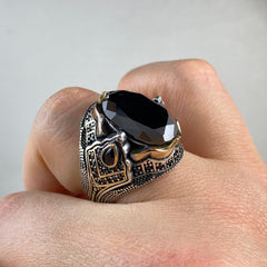 Black Onyx Gemstone 925 Sterling Silver Men Handmade Ring