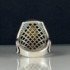 Large Yellow Citrine Stone 925 Solid Silver Handmade Ring