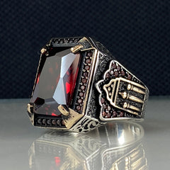 Red Ruby Stone 925 Sterling Silver Men Handmade Ring