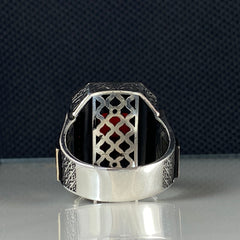 Red Ruby Stone 925 Sterling Silver Men Handmade Ring