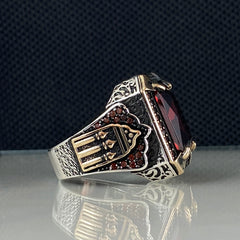 Red Ruby Stone 925 Sterling Silver Men Handmade Ring