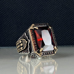 Red Ruby Stone 925 Sterling Silver Men Handmade Ring