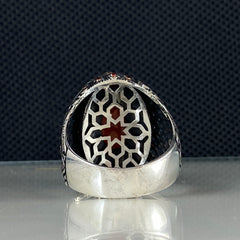 Red Agate Gemstone 925 Sterling Silver Men Handmade Ring