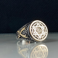 Seal Of Solomon 925 Sterling Silver Men Handmade Ring