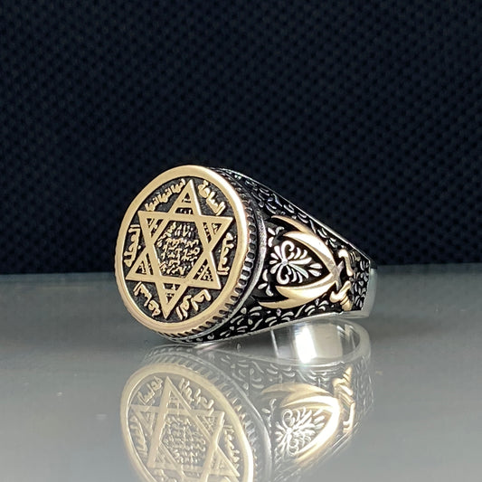 Seal Of Solomon 925 Sterling Silver Men Handmade Ring