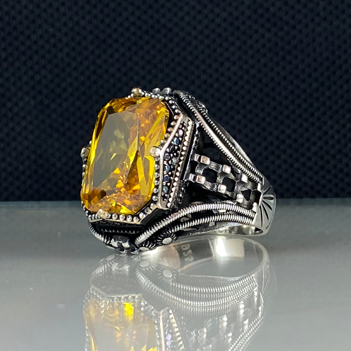 Yellow Citrine Gemstone 925 Sterling Silver Men Handmade Ring