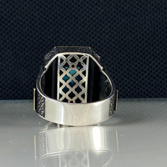 Blue Color Aquamarine Gemstone 925 Sterling Silver Men Ring