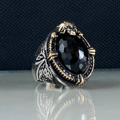 Onyx Gemstone 925 Sterling Silver Men Handmade Black Color Large Ring