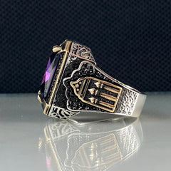 Men Handmade 925 Sterling Silver Mystic Topaz Gemstone Ring