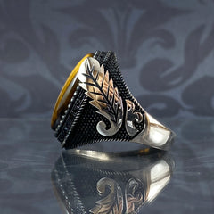 Tiger Eye Gemstone 925 Sterling Silver Men Handmade Ring