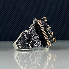 Daily Men Handmade Turkish Black Onyx Stone 925 Sterling Silver Ring