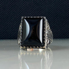 Black Onyx Gemstone 925 Sterling Silver Men Handmade Ring