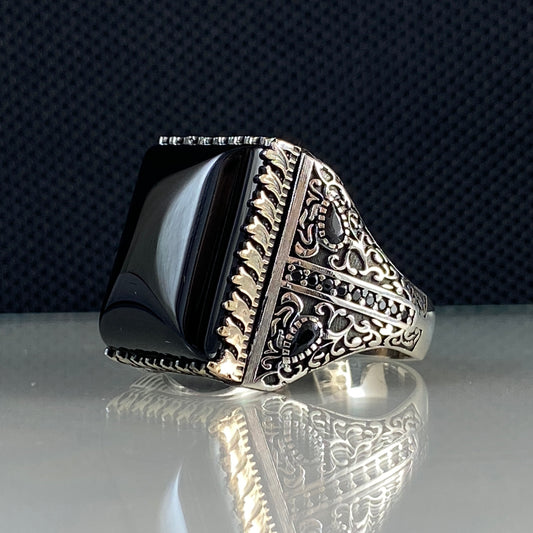 Black Onyx Gemstone 925 Sterling Silver Men Handmade Ring